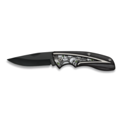 Navaja negra calaveras h: 7 cm c/clip