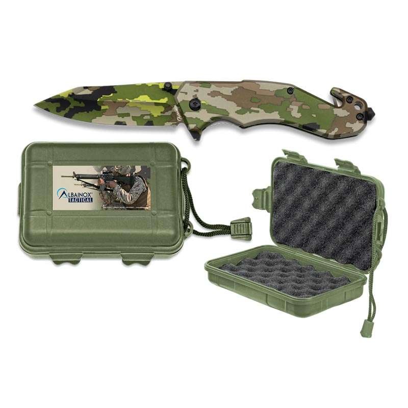 Navaja Albainox Camo Verde  C/ caja ABS