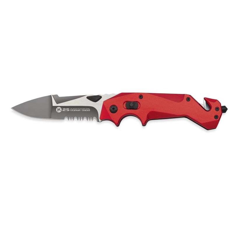 Navaja k25 roja. titanium coated. hoja: